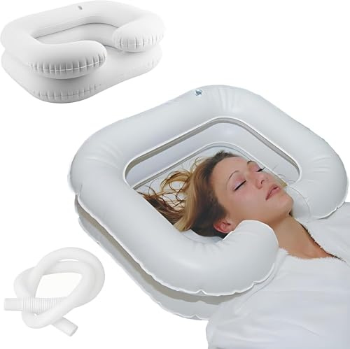 Inflatable Hair Washing Basin - Portable Shampoo Tray for Bed Use - Ideal for Elderly, Disabled, Injured & Handicapped - Easy Hair Washing & Cleaning Aid