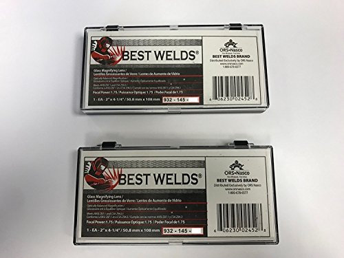 BEST WELDS 2.00 Diopter Welding Helmet Magnifier, Glass, 2 x 4.25, 2 Each