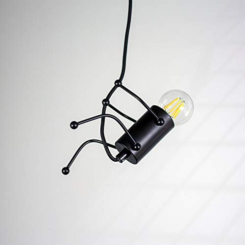 Barcelona LED LV418 Lampe suspension de plafond créative humanoïde vintage moderne Doll Art ampoule E27 pour chambre d'enfant, cuisine, bar, restaurant, café, paysager, noir