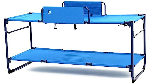 Hi-Gear Duo Camp Bunk Beds with Safety Rail for Adults, Teens & Kids, Portable, Folding & Easy to Assemble Furniture, Ideal for Camping, Festivals & Sleepovers, includes Carry Bag, Blue