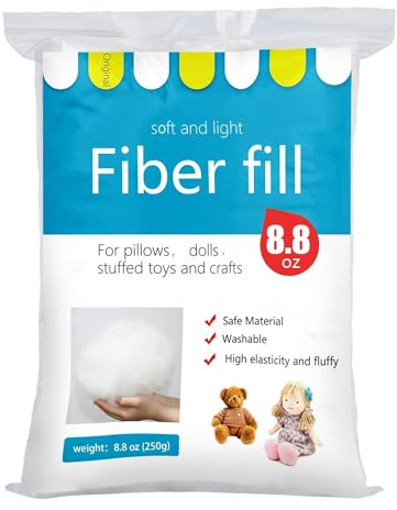 BUTUZE Polyesterfiber, premium fiberfyllning, fyllning med hög motståndskraft, fyllning för små dockor del kudde täcke gör-det-själv, 250 g/8,8 oz, återvinningsbar