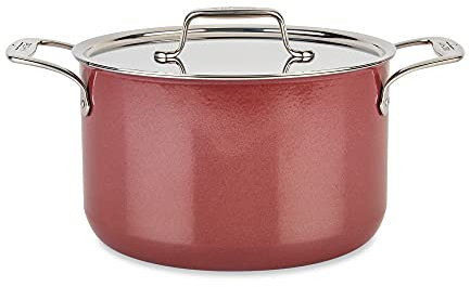 All-Clad FUSIONTEC Natural Ceramic with Steel Core Soup Pot with Lid, 4 Quart, Rose Quartz
