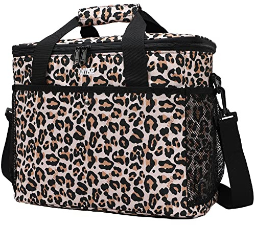 MIER 18L Large Soft Cooler Insulated Picnic Bag for Grocery, Camping, Car, Leopard