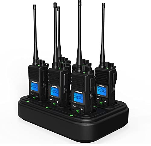 SAMCOM FPCN30A Two Way Radio Commercial with Gang Charger, Rechargeable 2 Way Radio,5W Walkie Talkie High Power, UHF Radios for Warehouse,Churches,Jobsite (6 Pcs Radio + Charger Gang)