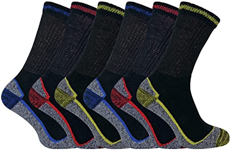 Mens Summer Anti Sweat Breathable Heavy Duty Cotton Bamboo Work Socks for Steel Toe Boots (6-11 uk, 6 Pack (BWS))