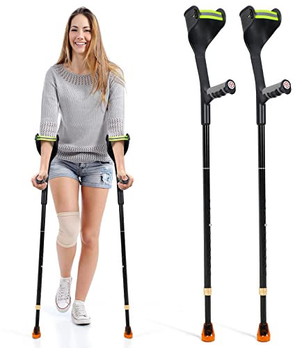 ELorgzem Gehhilfe Krücken Klappbar, 2 Stück Unterarmgehstützen, Krücken mit Ergonomischen und Softgriffen, 10 Stufen verstellbar, Geeignet Für Menschen Mit Beinverletzungen