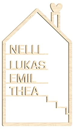 Alsino Nachhaltiges Deko Haus personalisiert mit Namen 20 cm & 30 cm - Geschenkidee Birke Multiplex, Acrylglas -Dekoration für zu Hause (Birke Multiplex, 30 cm)