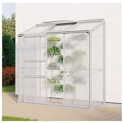 Ezooza Serre addoxe Vitavia Ida 1300 en aluminium anodisé et polycarbonate alvéolaire 4 mm, 69 x 193 H 182 cm Fabriqué en Allemagne