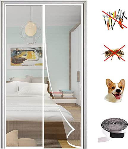 KZhanmy Magnet Fliegengitter Tür Insektenschutz,Magnetisches Moskitonetz, Automatisch Geschlossen, Anti-Moskito-Vorhang für Balkontür und Terrassentür.-White B|| 100x230cm(39x90inch)