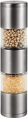 TONZN Moulin à Poivre Double sel 2 en 1 Moulin à sel élégant en Acier Inoxydable, broyeur en céramique réglable Sel Chili Épice Chili Moulin à sel Moulins à sel et à Poivre