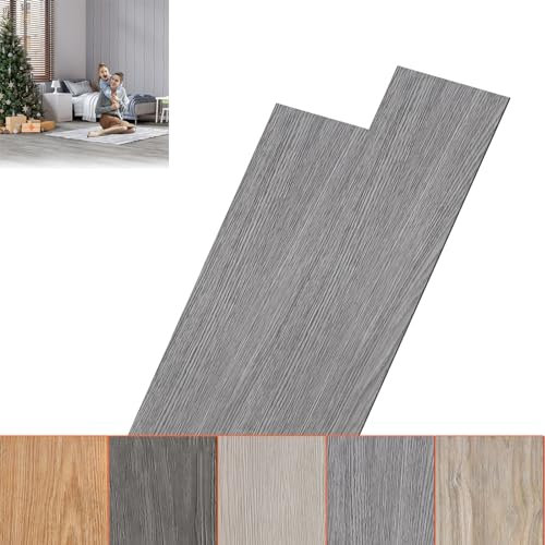 ACXIN Lot de 18 revêtements de sol en PVC - 91,44 x 15,24 x 0,2 cm - Pour environ 2,5 m² - Cliquez sur le sol en vinyle stratifié - Effet bois (gris)