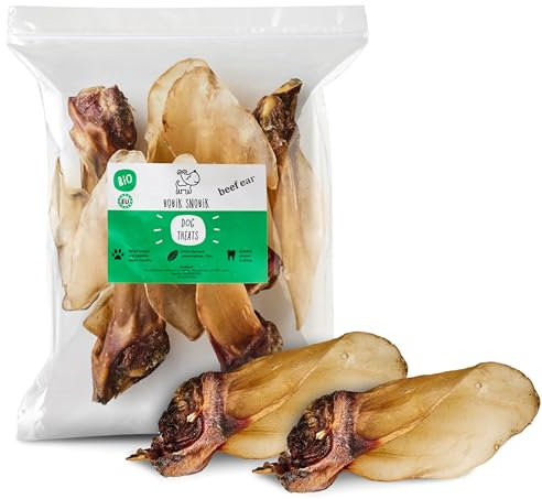 Bobik Snobik – Snacks Naturales & premios para Mascotas – Oreja de Vaca XXL sin aditivos, Alto en proteína, 500 g