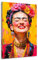 Kunstgestalten24 | Frida Kahlo Lacht Abstrakt Modern Leinwand-Bild | mit Echtholz-Keilrahmen | Leinwandbild Wandbild Kunst Art Gemälde | Hochwertige Kunstdrucke | 40x60cm, 2cm Rahmentiefe