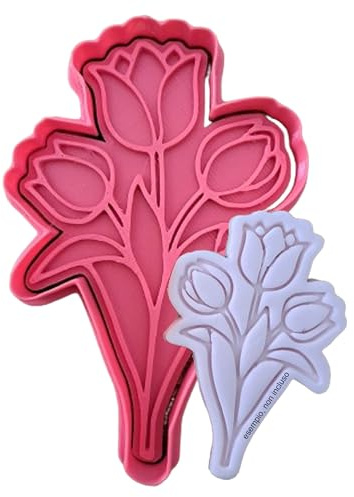 Tagliabiscotti.it - Tulipani Mod.3 - Fiore - Tagliabiscotti Festa della Mamma - Cookies Cutter - Stampo/Formina per biscotti - Dimensione 10cm (vedi foto)