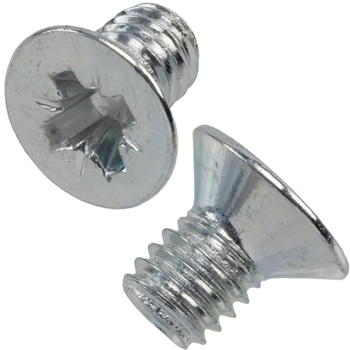 AERZETIX - NV18856 - 25 st M4 x 6 mm frästa metallskruvar med PZ2-avtryck metrisk gänga-stål-silverfärg
