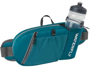 Waterfly Sac Banane Homme Femme Ceinture de Course avec Porte Bouteille | Unisexe, 5 Poches, Ceinture Réglable, Tissu Hydrofuge, Pour Randonnée Cyclisme Balade Ville Vacances, Turquoise