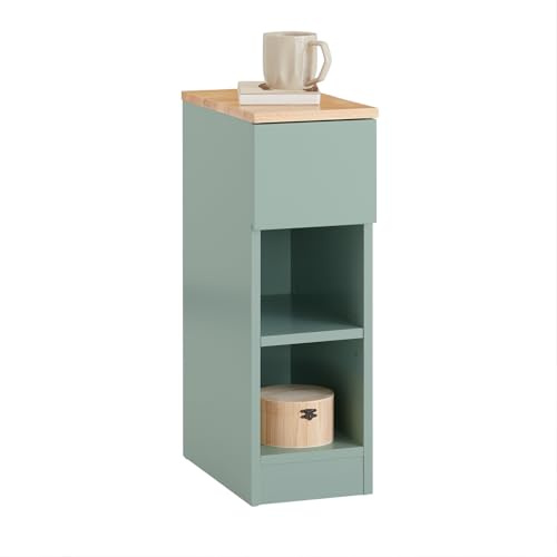 SoBuy mesita de Noche Estrecha con cajón y 2 estantes, 20x35x61cm Dormitorio