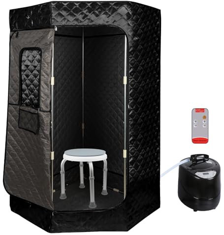 OHMG Sauna à Vapeur et Cabine 3L 1000W Tente de Sauna Portable Pliable Isolante à Quatre Couches et Générateur de Vapeur de Sauna pour Bain de Sauna, Détoxification, Thérapie Corporelle