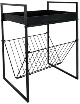 Acomoda Textil – Mesa Auxiliar Metal Práctica y Decorativa. Revistero con Soporte para Periódicos, Revistas y Libros en Salón, Recibidor y Oficina. (29x36x47 cm)