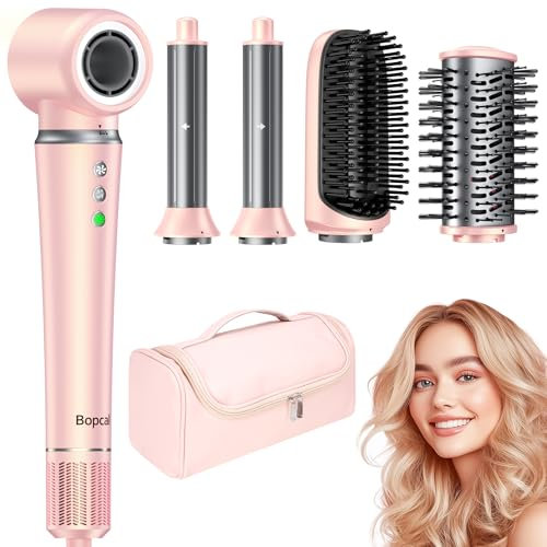 5 in 1 Airstyler,160000 U/Min High-Speed Ionen Föhn, Multifunktionaler Hairstyler, Keine Hitzeschäden Lockenstab Automatisch, Rundbürstenföhn Warmluftbürste,Zum Glätten,Trocknen,Locken,mit Reisetasche