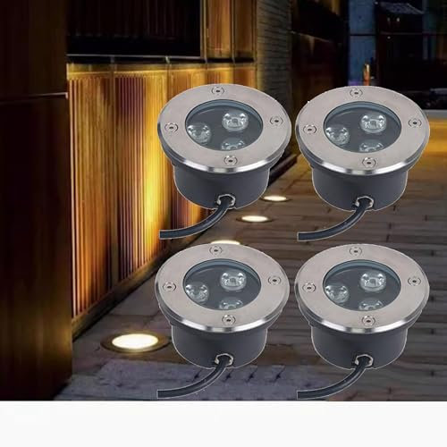 DUOAZJL 4PCS Focos LED ultrafinos - Iluminación subacuática estanca de 3W, foco LED exterior estanco IP68, iluminación empotrada para piscina, jardín, terraza(Green,3W(DC24v))