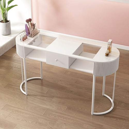 Professionellt nagelteknologiskt skrivbord med lådor och 3-nivås förvaring modernt trä manikyrbord för salong och hem spa viktiga skönhetsarbetsstation för nagelkonstnärer