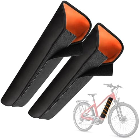 Lot de 2 Housse de Protection pour Batterie de Vélo Électrique, Protection de Batterie de Vélo électrique, Pour Circonférence de Cadre de 28-36 cm, Accessoire Néoprène (Orange)