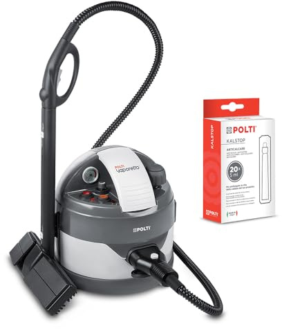 Polti Vaporetto Eco Pro 3.0 Kalstop, 20 Fiale di Kalstop Anticalcare, Pulitore a Vapore con Caldaia e Tappo di Sicurezza, Potenza Max 2000 W, Serbatoio 2 L, 9 Accessori Inclusi, Made in Italy, Grigio