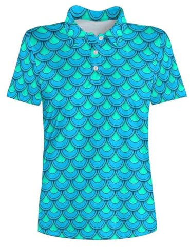 Polo pour femme avec motif écailles de sirène - T-shirt à manches courtes avec imprimé intégral - T-shirt fonctionnel coloré de style fantastique