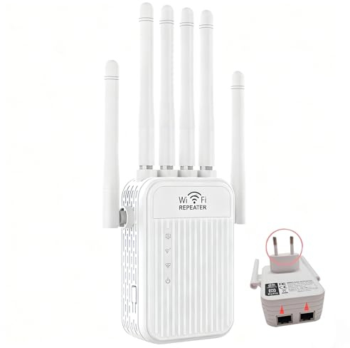 Répéteur WiFi,Extender WiFi, Amplificateur WiFi 1200Mbps Double Bande 5GHz/2.4GHz, WiFi Extender Couvre Jusqu'à 1200m²