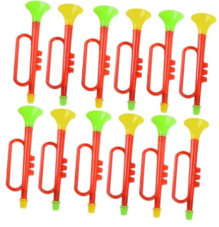 FUNNETOYU Trompeta de Plástico para 12 Piezas Colores Aleatorios, Juguete de Cuerno Utilería para Fiestas, Instrumento Musical Seguro y Divertido para Juegos Infantiles Color Aleatorio