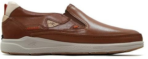 Fluchos - Zapato mocasín,sin Cordones,Suela Blanca de Goma,Plantilla Extraible,Blucher de Piel,clásico para: Hombre Color: Cuero Talla:41