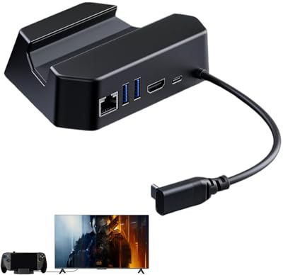 Lokyoyo Estación de acoplamiento para ROG Xbox Ally/Ally X, base de modo de TV portátil 5 en 1 con HDMI 2.1 4K a 144Hz, carga PD de 100 W, Gigabit Ethernet y 2 puertos USB 3.0, compatible con modo