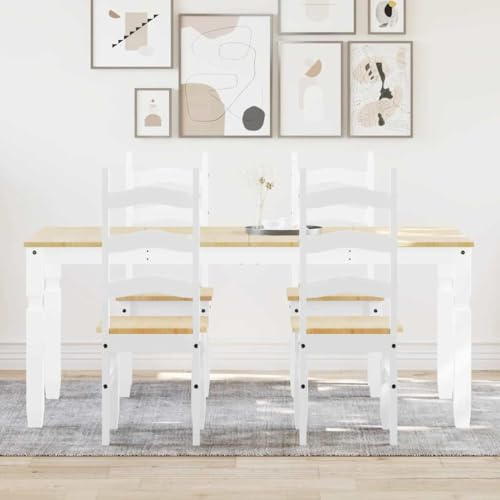 Gruppo da pranzo PANAMA, in legno massiccio di pino, scandinavo, moderno, per sala da pranzo, cucina, con 4 sedie, salvaspazio, robusto, rustico e facile da pulire