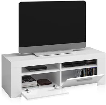 Habitdesign Mesa TV de 120 cm en Blanco Artik
