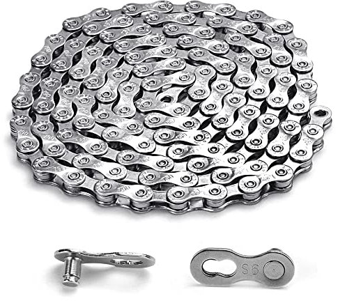 SPEACOUR Fahrrad Kette Radfahren Ketten Fahrradkette 9 Fach Fahrradkettenglied Fahrrad Kettenverschluss Glied 116 Kettengliede mit einem Paar magischer Schnallen für Mountainbikes, Rennrädern