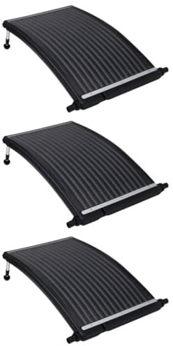 vidaXL 3X Paneles Calefactores Solares de Piscina Curvos Sistema de Calefacción Calentador Agua Caliente Sol de Energía Abrazaderas Manguera 110x65cm
