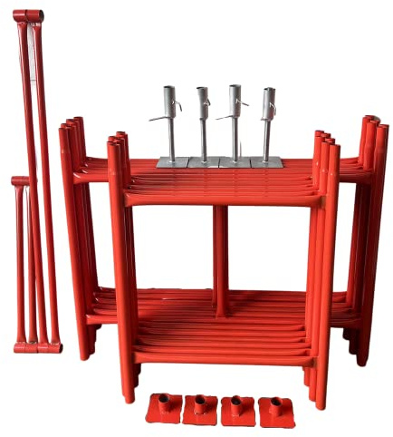 HILL TOP FABRICATIONS CO (1998) LTD - Scaffolding Tower with Adjustable Bases 5.97 Meters (19'6) Working Height 4x2'6 Base Size. Steel & Polyester Powder Coated (PPC) Durable Finish.
