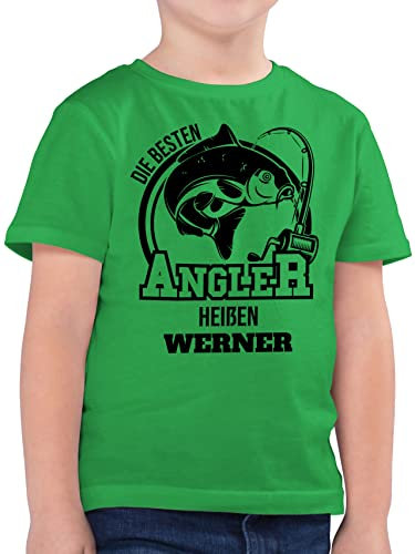 Kinder T-Shirt Jungen - Angeln - Angler Geschenk - 140 (9/11 Jahre) - Grün - Shirt Fisch Angel carp Tshirt fischen Fishing t-Shirts angelzubehör Karpfen Shirts Fischer Name t angelfan heißen