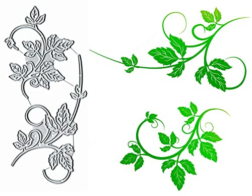 2Pcs Spring Branch Leaf Flower Metal Die Cuts,Spring Flower Leaf Cutting Dies Cut Stencils for DIY Invitation Card Scrapbooking Album Decorative Embossing Paper Dies Card Making