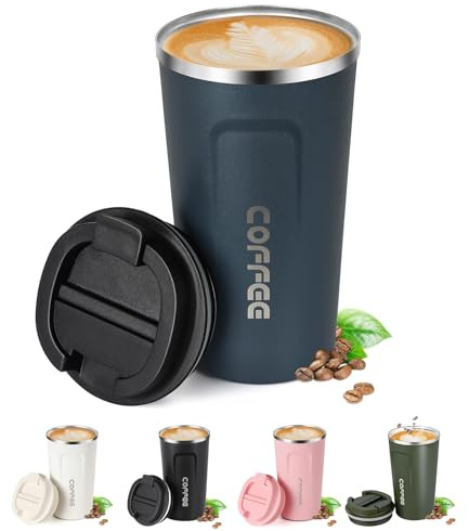 Senshuomy Travel Coffee Mug Spill Proof,Insulated Coffee Mug to Go,Coffee Tumbler,Reusable Coffee Cups with Seal Lid,Water Cup for Keep Hot/Ice Coffee,Tea and Beer (Blue/510ml)