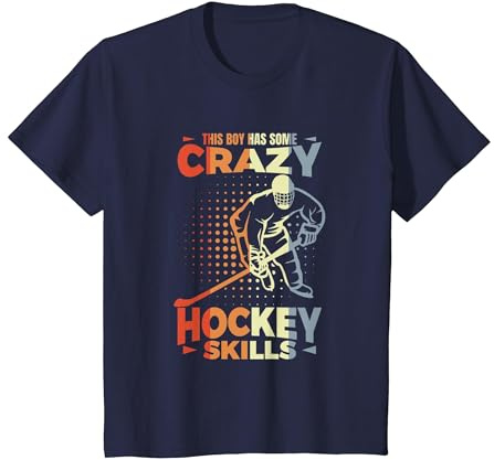 Little Ice Hockey Player - Ice Hockey Boys T-Shirt, Youth, Navy Blue, Medium