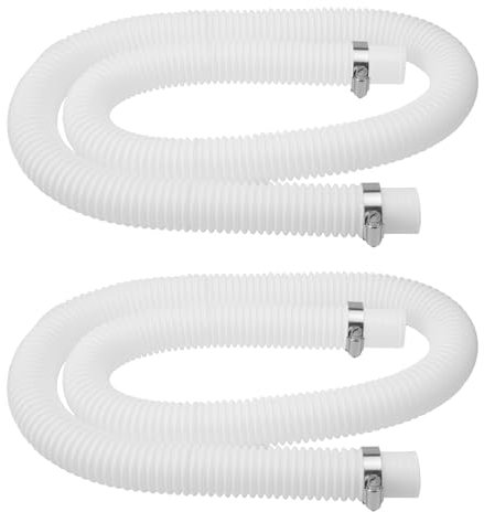 TNSLAND Pcs Tubo Pompa Piscina 32 mm 150 cm, Colore Bianco accessori Piscina Tubi con 4 Connettori in Metallo, per Tubi di Ricambio per Pompe Filtro