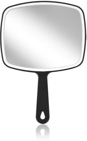 TPZORJX Espejo portátil grande de 1 pieza: espejo de maquillaje cuadrado con asa, para barberos, peluquerías, consultorios de dentistas, para cortar el cabello y aplicar maquillaje
