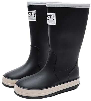 SRTUMEY Wellies for Women Women's Rain Long Slip Casual Shoes Short Ankle Boots Outdoor Fashion Men's Casual Shoes Womens Short Wellington Black