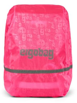 ergobag Regenschutz für Schulranzen und Rucksack, wasserdicht, mit Reflektoren und Gummizug Pink
