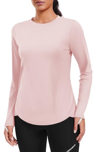 PINSPARK Chemise de Sport pour Femme Protection Solaire UPF 50+ T-Shirt de Sport à séchage Rapide Shirt de Course légère Chemise à Manches Longues de Yoga Top Fonctionnelle Rashguard de Fitness
