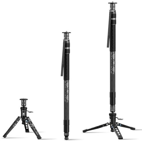 SIRUI SVM-165P Rapid System Carbonfaser-Monopod mit Pedal, 165 cm Einbein-Stativ, Schnellverstellung per Drehverschluss, kompakt & nur 1,52 kg, max. 10 kg Traglast