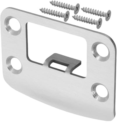 Hemobllo 1 Juego Pieza guía de cartela cerradero de puerta larga Restaurador de cerradura de puerta placa de cierre para cerrojo cerraderos para puertas exteriores Acero inoxidable Plata