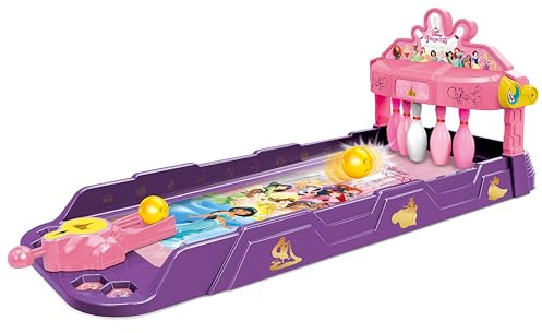 World Tech Toys Disney Princesses Tabletop Bowling Game – Spring Launcher, Auto-Reset Pins, Disney Arcade Style – Mini Games for Kids & Adults - Ages 6+